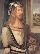 Albrecht Durer Sele-portrait with Landscape oil on canvas